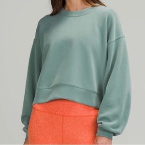 Lululemon Perfectly Oversized Crop Crew Tidewater Teal Size 6